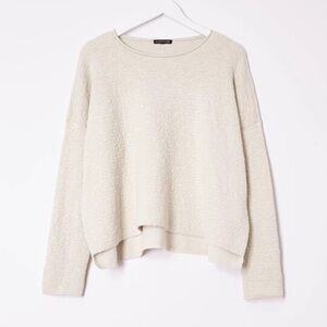 Eileen Fisher organic cotton & linen slub boxy fit top Bone 1X